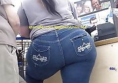 Curvy fat booty in tight jeans