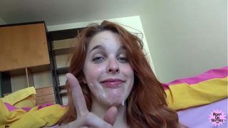 French redhead girlfriend take facial