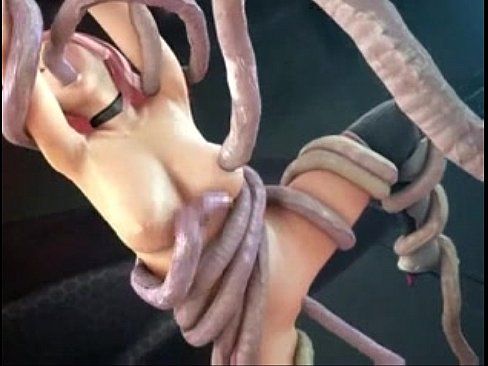 Nasty monster with huge tentacles fucks deeply pussy of young babe.